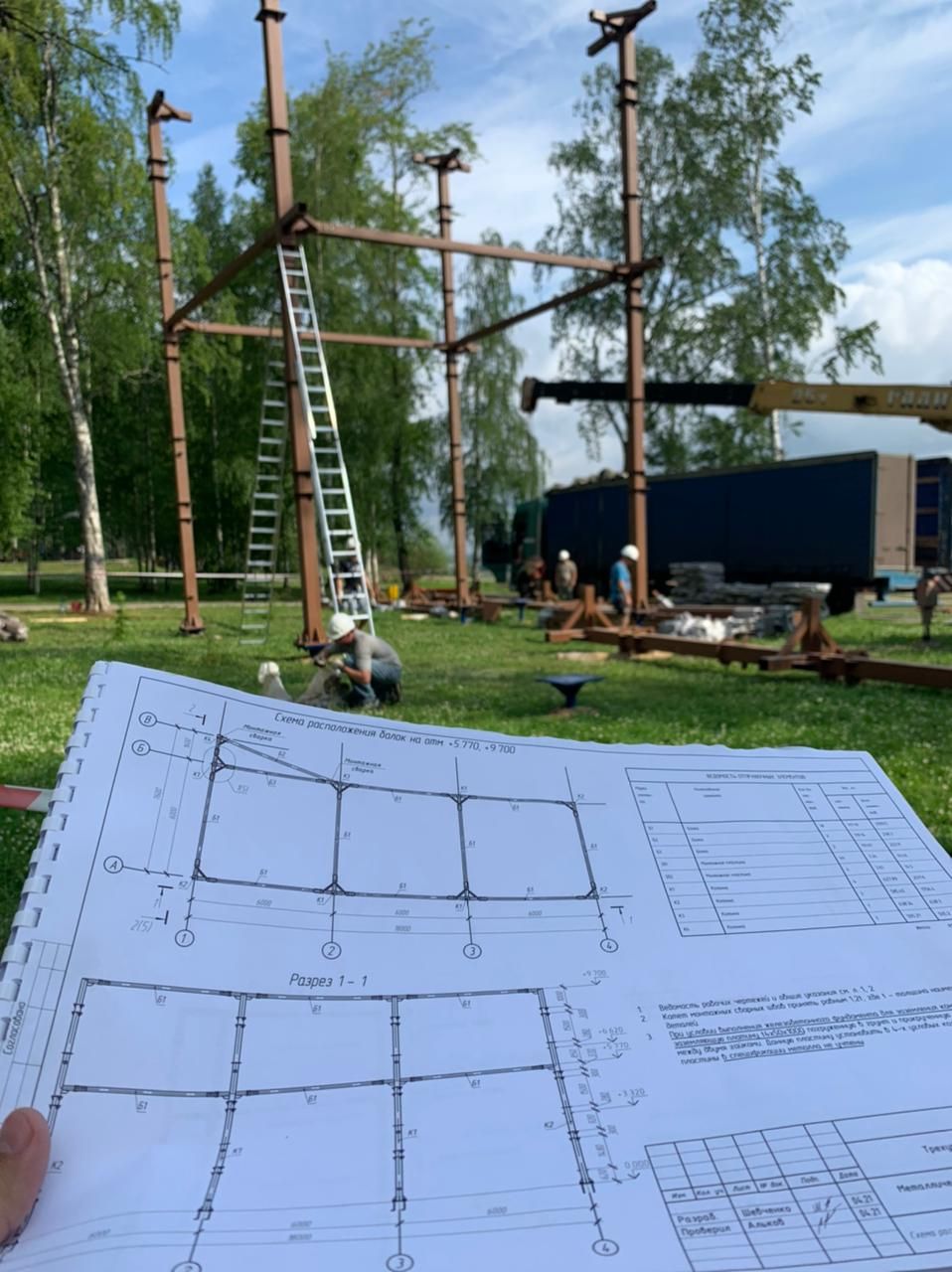 Начали монтаж модульного веревочного парка г.Сыктывкар Кировский парк